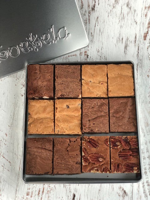 Koekela’s Silver Tin Filled With 12 Brownies And Blondies